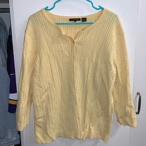 yellow cardigan